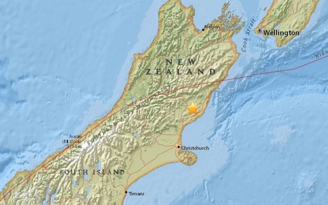 Ainda não há registro de feridos; Ilha Sul sofreu um terremoto devastador em 2011, de intensidade 6,3, que causou a morte de cerca de 200 pessoas - O tremor aconteceu a 91 quilômetros ao nordeste da cidade de Christchurch.