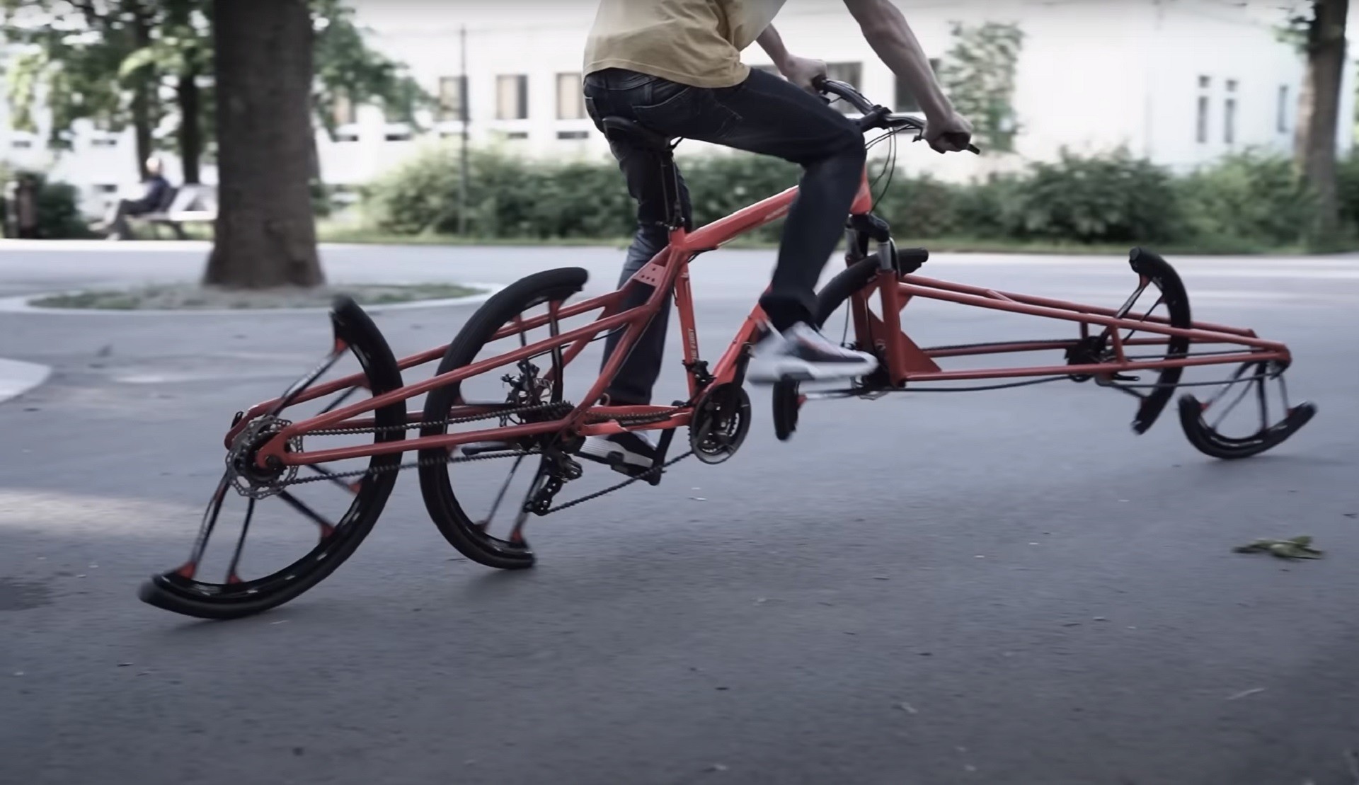 this split wheel vehicle is probably the most overcomplicated pedal cycle design out there 2