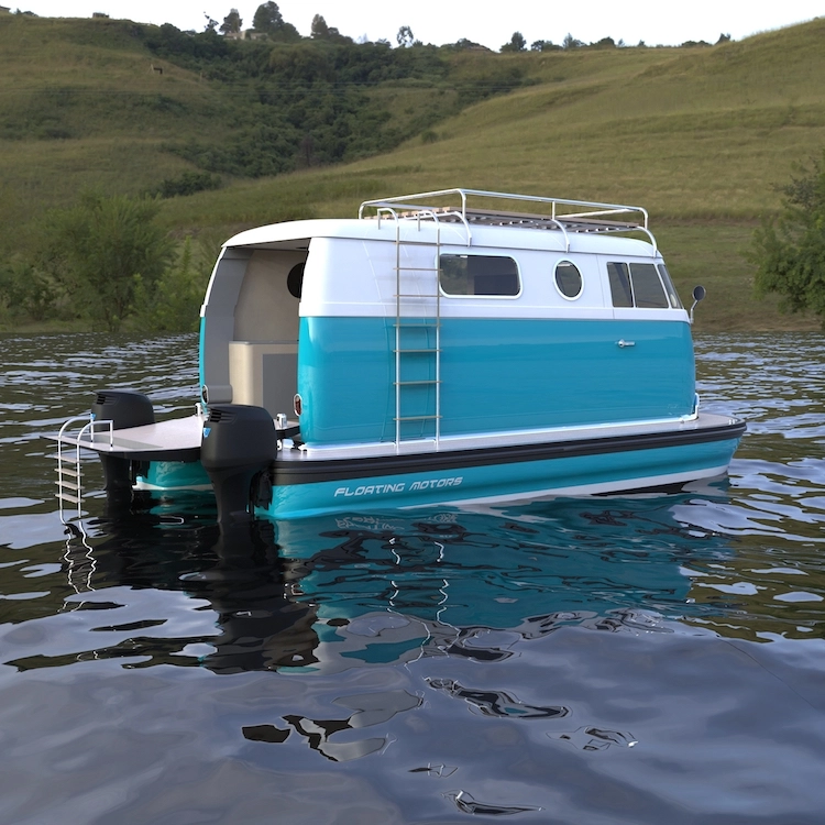 lazzarini design vw bus pontoon boat 6