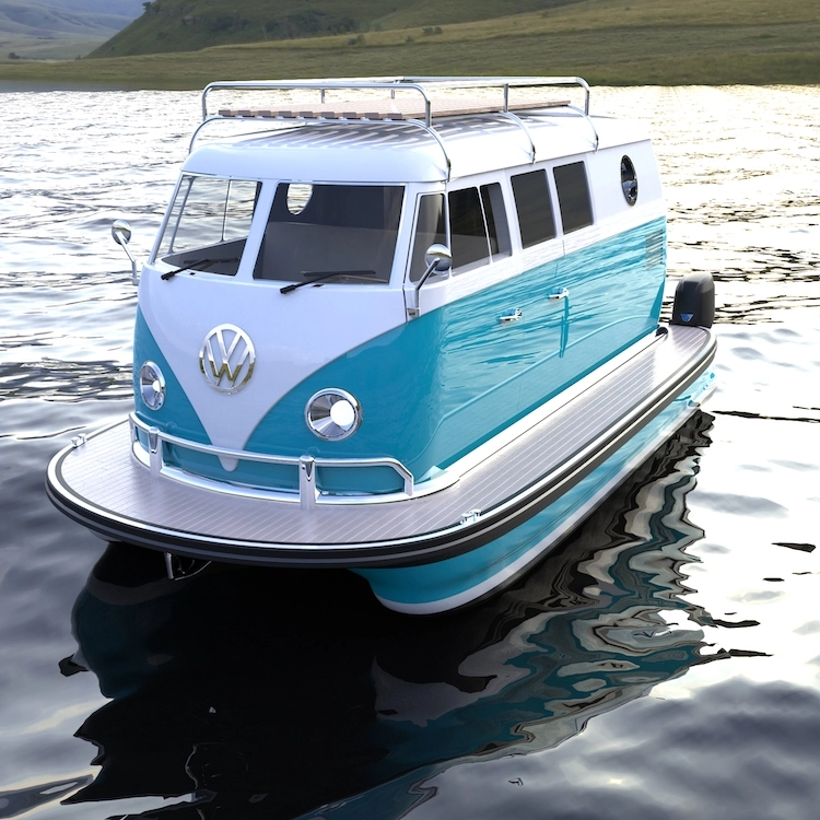 lazzarini design vw bus pontoon boat 7