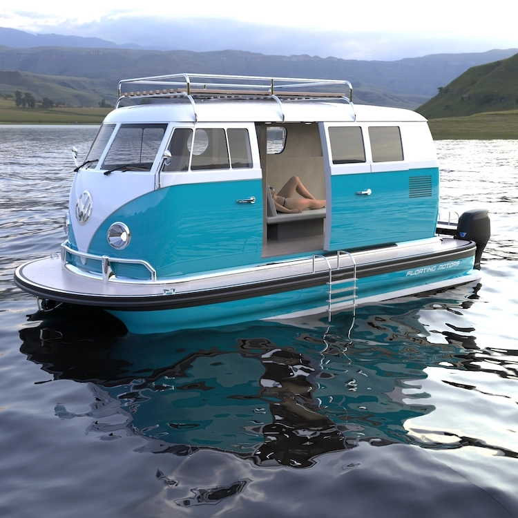 lazzarini design vw bus pontoon boat 9